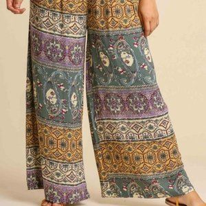 Umgee Multicolor Bohemian Wide Leg Pants